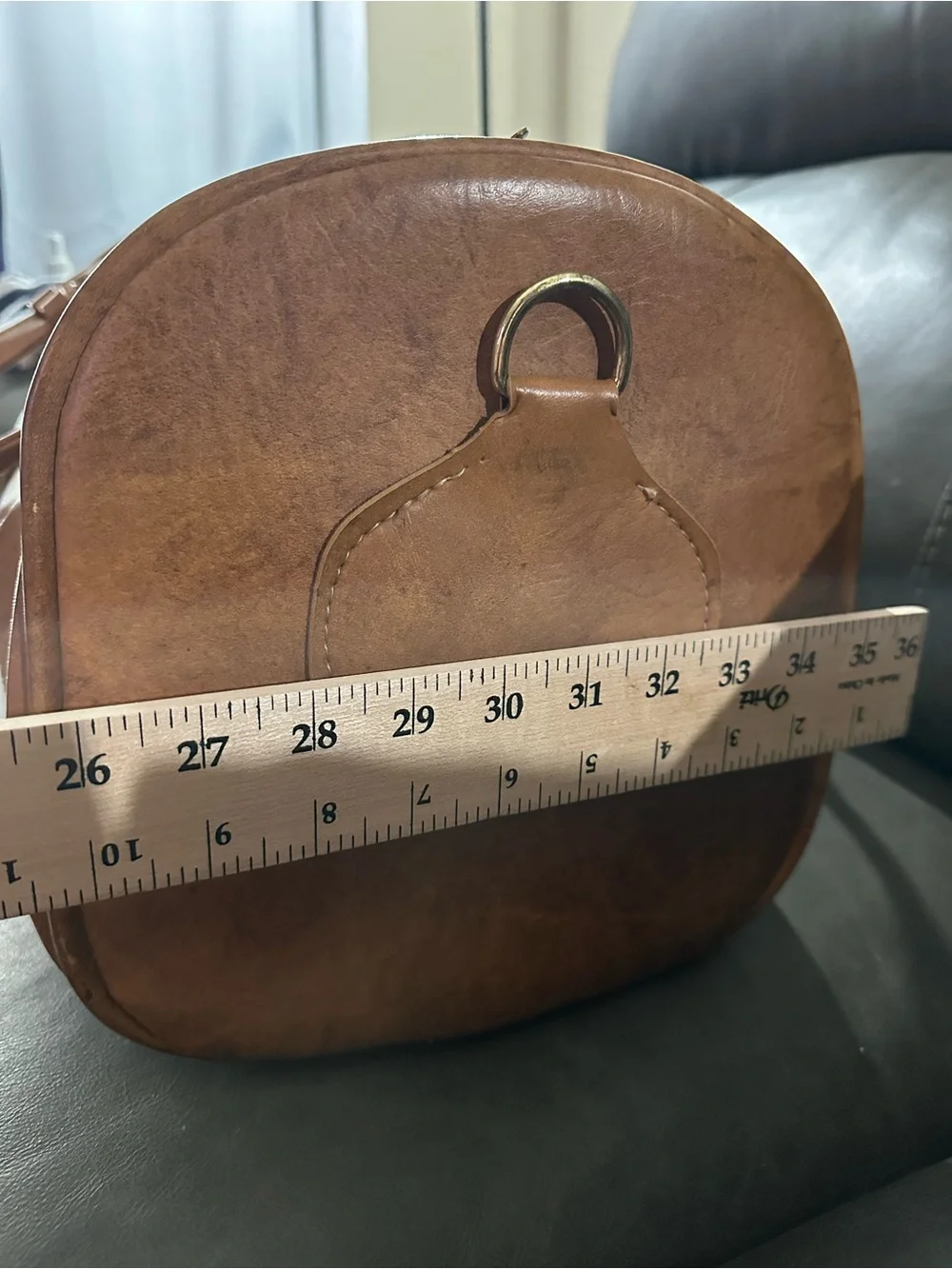 Invicta Vintage Brown Leather Duffel Bag with Brass Hardware Weekender Italy